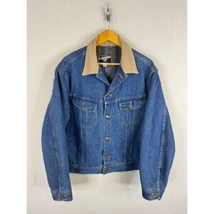 Vintage Mustang Stormrider Denim Jacket Blanket Lined Corduroy Collar 44 90s